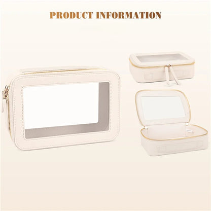 Single Layer Transparent Makeup Bag Waterproof PU Leather Cosmetic Bag