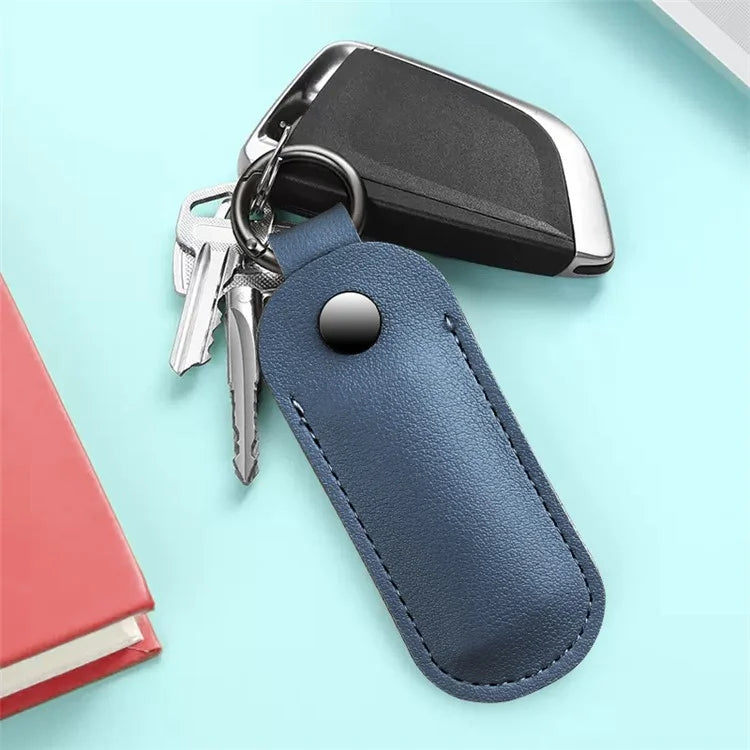 PU Leather U-disk Memory Card Storage Bag Anti-lost Protective Cover with Keyring