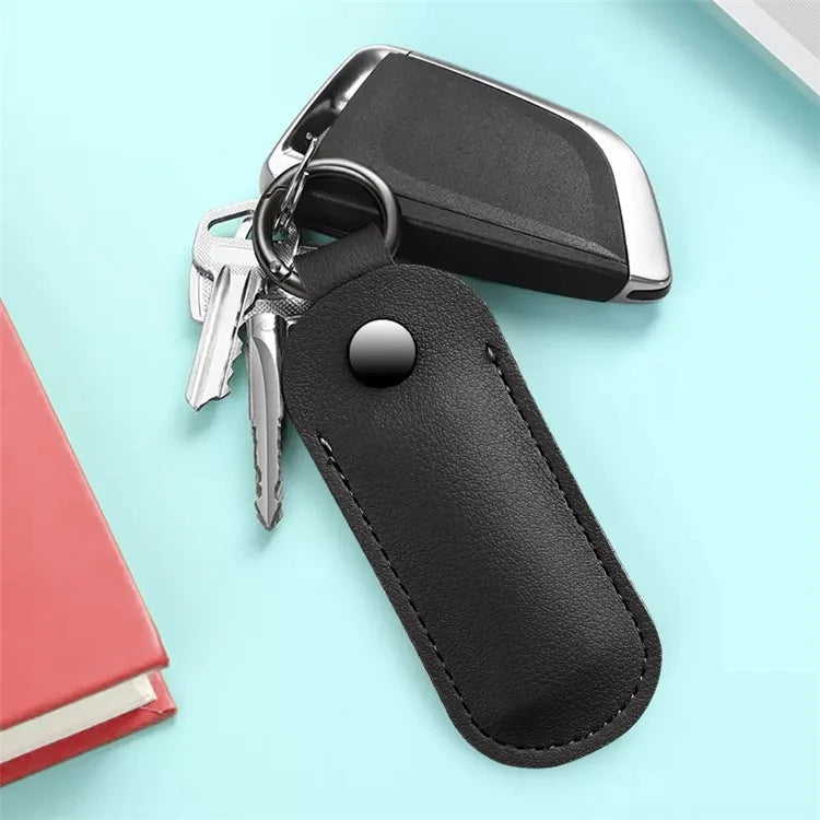 PU Leather U-disk Memory Card Storage Bag Anti-lost Protective Cover with Keyring