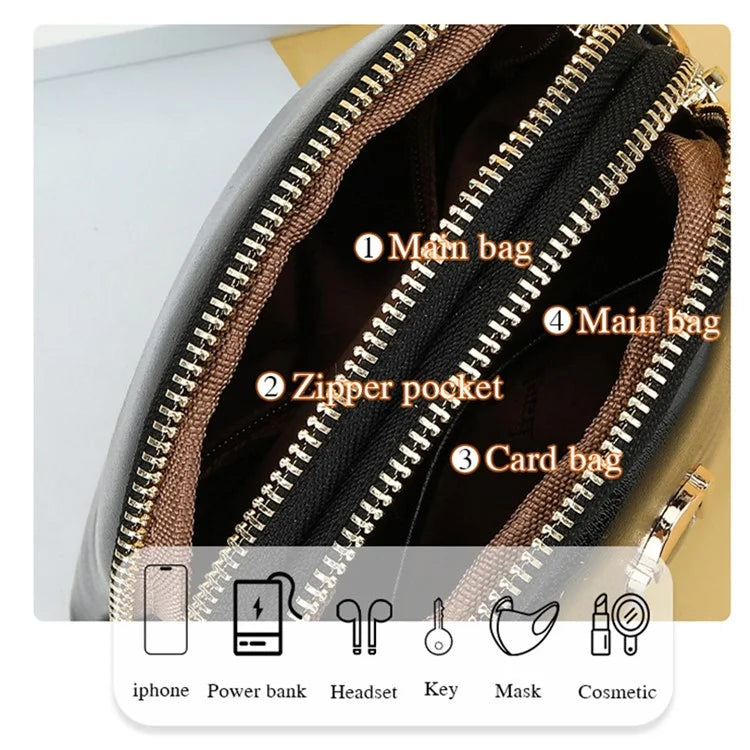 BAELLERRY N8923 Waxy PU Leather Women Dual Layer Vertical Mini Crossbody Bag