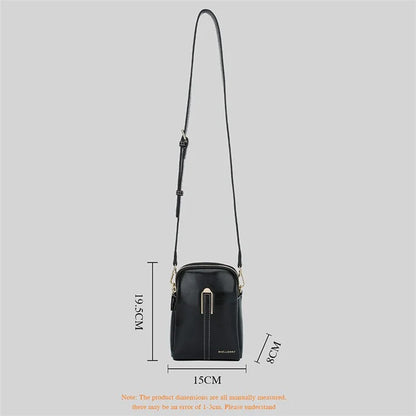 BAELLERRY N8923 Waxy PU Leather Women Dual Layer Vertical Mini Crossbody Bag