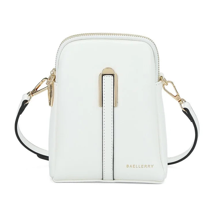 BAELLERRY N8923 Waxy PU Leather Women Dual Layer Vertical Mini Crossbody Bag
