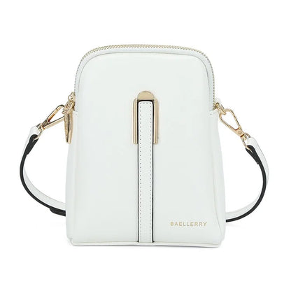 BAELLERRY N8923 Waxy PU Leather Women Dual Layer Vertical Mini Crossbody Bag