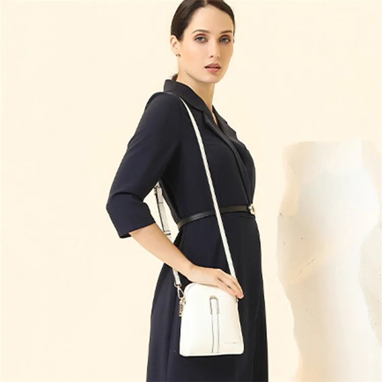 BAELLERRY N8923 Waxy PU Leather Women Dual Layer Vertical Mini Crossbody Bag