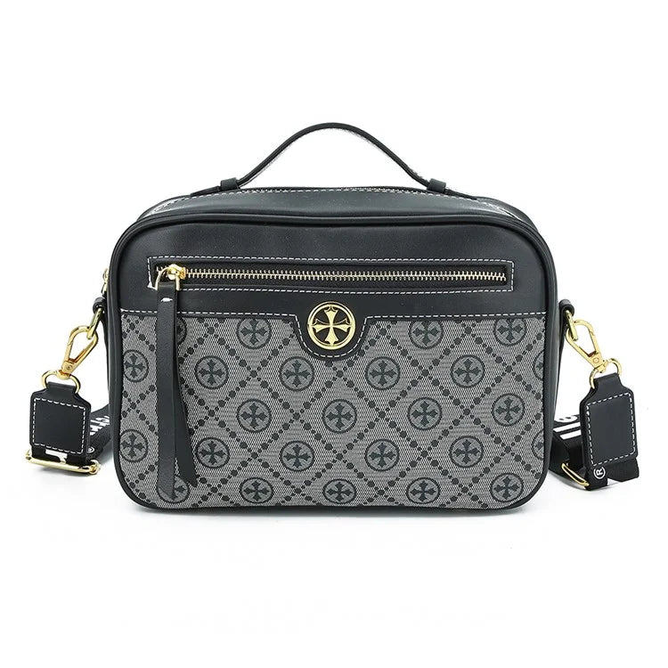 BAELLERRY N8919 Plaid Pattern Women Square Tote Shoulder Bag PU Leather Crossbody Bag