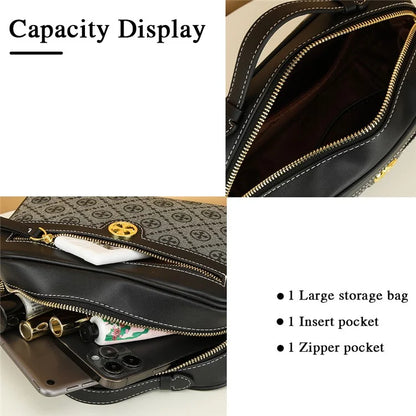 BAELLERRY N8919 Plaid Pattern Women Square Tote Shoulder Bag PU Leather Crossbody Bag