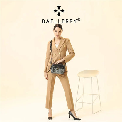 BAELLERRY N8919 Plaid Pattern Women Square Tote Shoulder Bag PU Leather Crossbody Bag