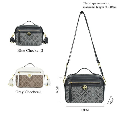 BAELLERRY N8919 Plaid Pattern Women Square Tote Shoulder Bag PU Leather Crossbody Bag