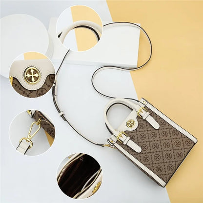 BAELLERRY Classic Plaid Pattern Women Mini Tote Bag PU Leather Shoulder Bag