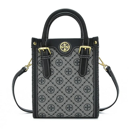 BAELLERRY Classic Plaid Pattern Women Mini Tote Bag PU Leather Shoulder Bag