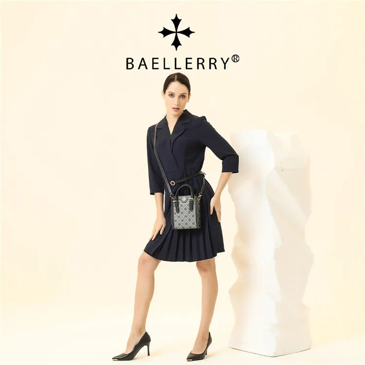 BAELLERRY Classic Plaid Pattern Women Mini Tote Bag PU Leather Shoulder Bag