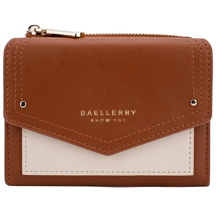 BAELLERRY N8326 Splicing Color Teen Girls Wallet PU Leather Card Storage Holder Pouch