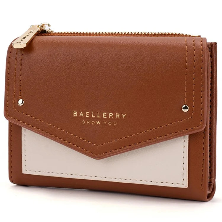 BAELLERRY N8326 Splicing Color Teen Girls Wallet PU Leather Card Storage Holder Pouch
