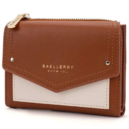 BAELLERRY N8326 Splicing Color Teen Girls Wallet PU Leather Card Storage Holder Pouch