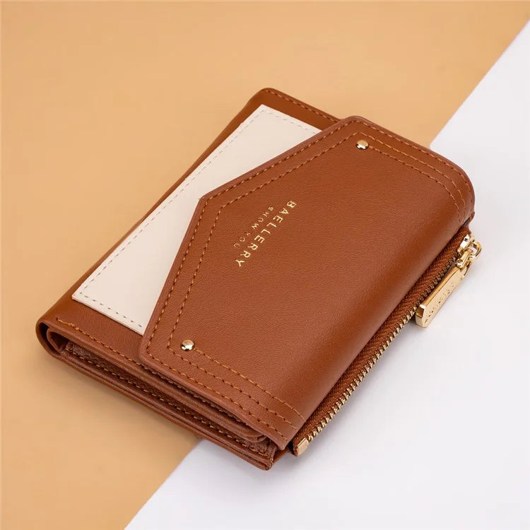 BAELLERRY N8326 Splicing Color Teen Girls Wallet PU Leather Card Storage Holder Pouch