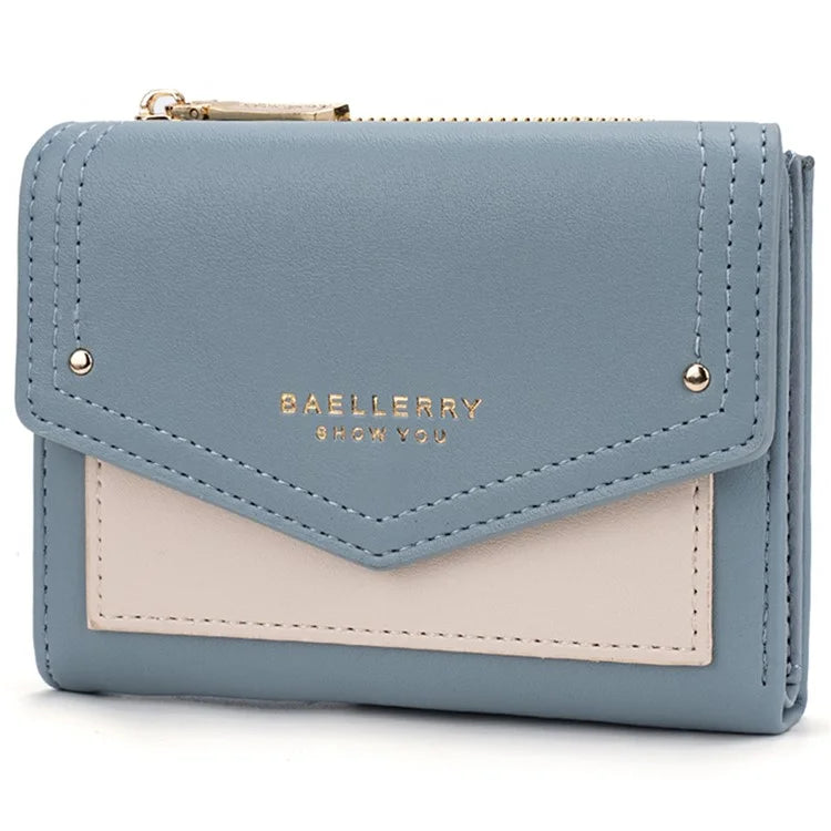 BAELLERRY N8326 Splicing Color Teen Girls Wallet PU Leather Card Storage Holder Pouch