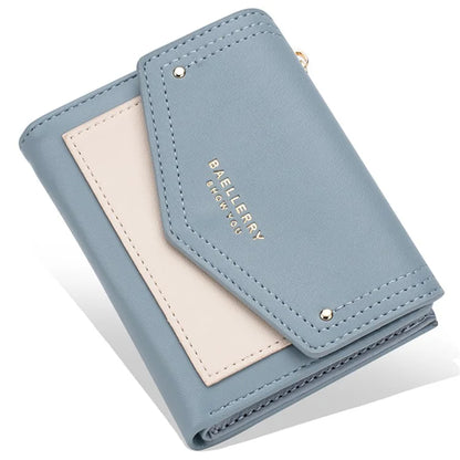 BAELLERRY N8326 Splicing Color Teen Girls Wallet PU Leather Card Storage Holder Pouch