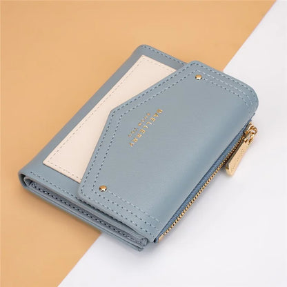 BAELLERRY N8326 Splicing Color Teen Girls Wallet PU Leather Card Storage Holder Pouch