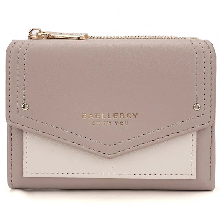 BAELLERRY N8326 Splicing Color Teen Girls Wallet PU Leather Card Storage Holder Pouch