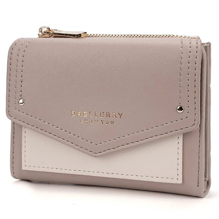 BAELLERRY N8326 Splicing Color Teen Girls Wallet PU Leather Card Storage Holder Pouch