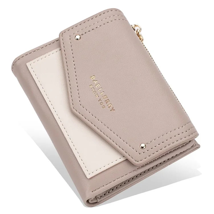 BAELLERRY N8326 Splicing Color Teen Girls Wallet PU Leather Card Storage Holder Pouch