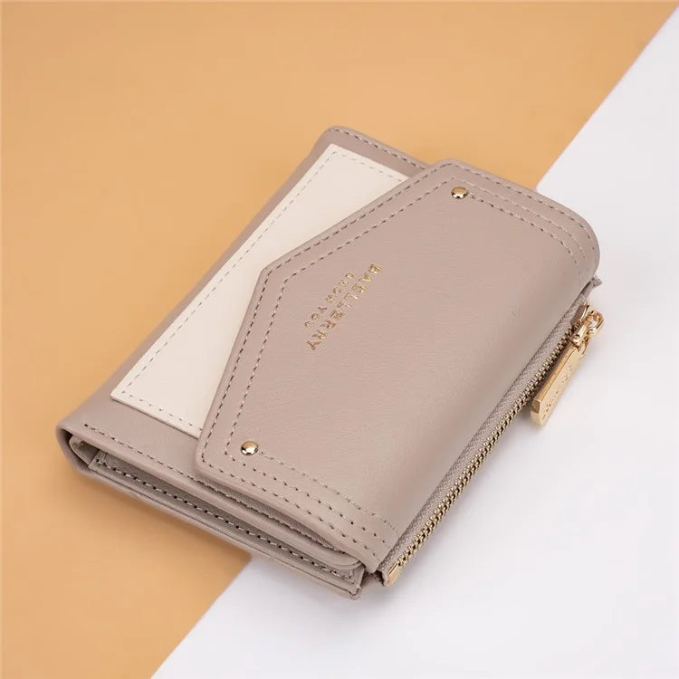 BAELLERRY N8326 Splicing Color Teen Girls Wallet PU Leather Card Storage Holder Pouch