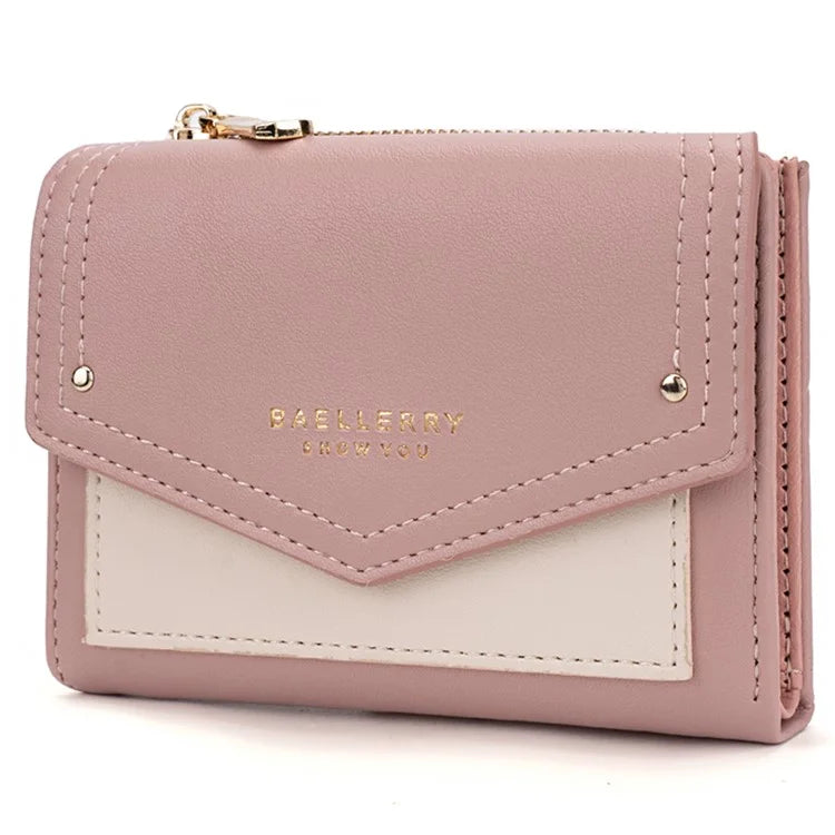 BAELLERRY N8326 Splicing Color Teen Girls Wallet PU Leather Card Storage Holder Pouch