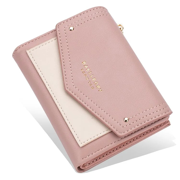 BAELLERRY N8326 Splicing Color Teen Girls Wallet PU Leather Card Storage Holder Pouch