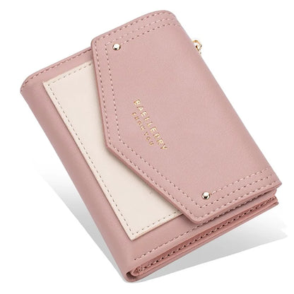 BAELLERRY N8326 Splicing Color Teen Girls Wallet PU Leather Card Storage Holder Pouch