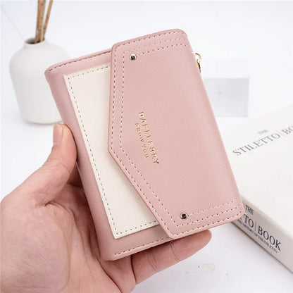 BAELLERRY N8326 Splicing Color Teen Girls Wallet PU Leather Card Storage Holder Pouch