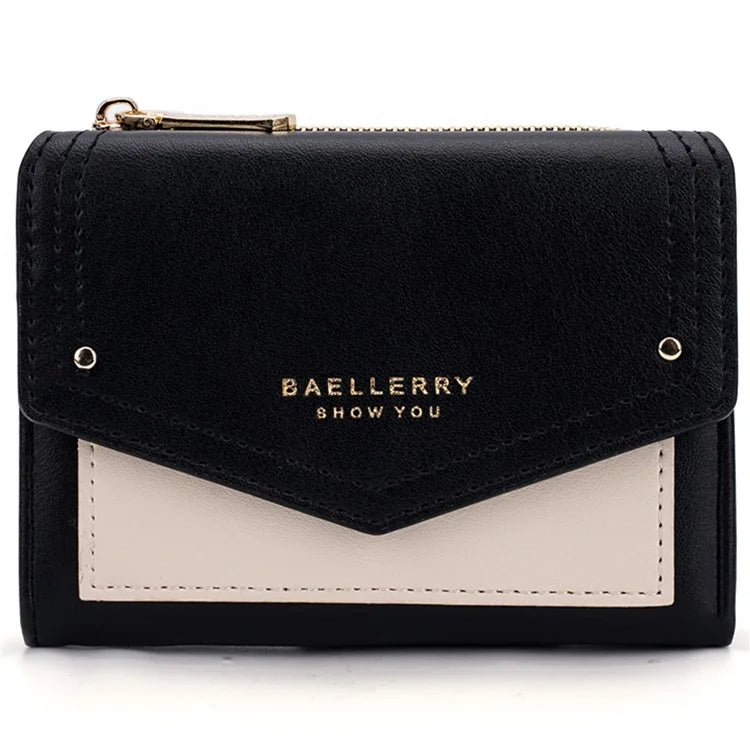 BAELLERRY N8326 Splicing Color Teen Girls Wallet PU Leather Card Storage Holder Pouch