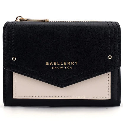 BAELLERRY N8326 Splicing Color Teen Girls Wallet PU Leather Card Storage Holder Pouch
