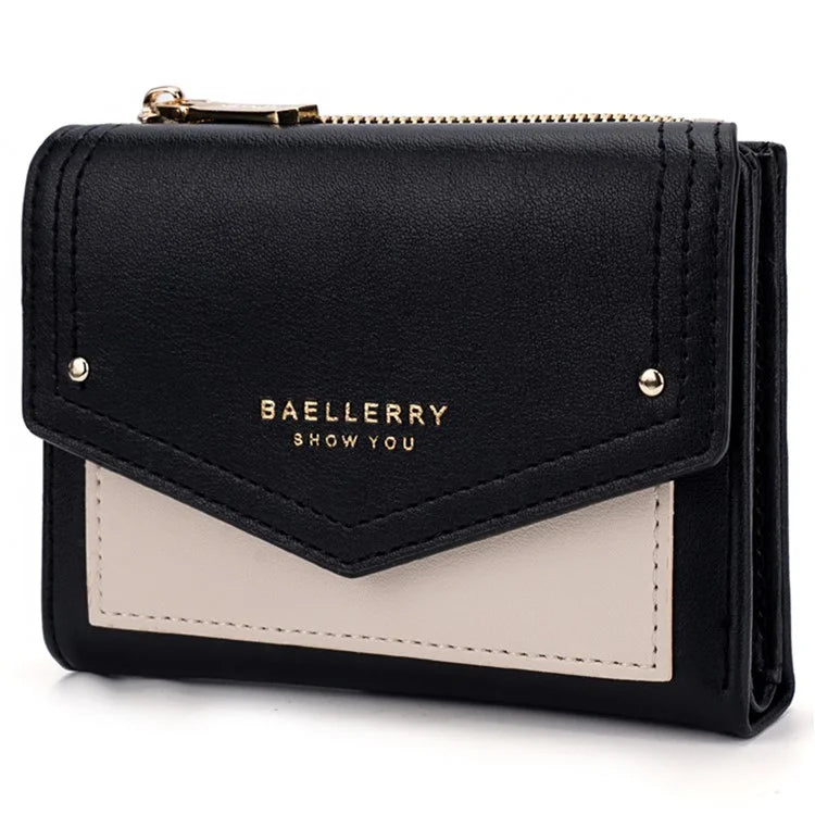 BAELLERRY N8326 Splicing Color Teen Girls Wallet PU Leather Card Storage Holder Pouch