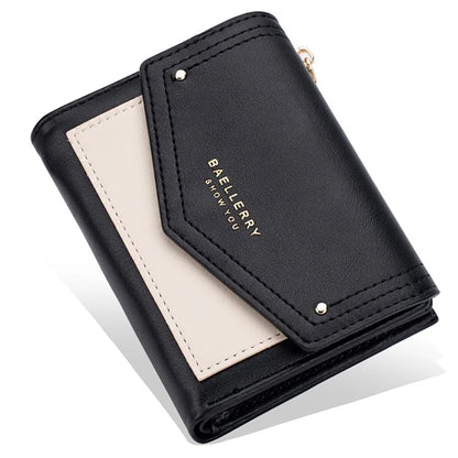 BAELLERRY N8326 Splicing Color Teen Girls Wallet PU Leather Card Storage Holder Pouch