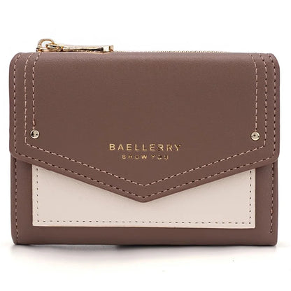 BAELLERRY N8326 Splicing Color Teen Girls Wallet PU Leather Card Storage Holder Pouch
