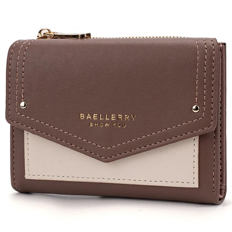 BAELLERRY N8326 Splicing Color Teen Girls Wallet PU Leather Card Storage Holder Pouch