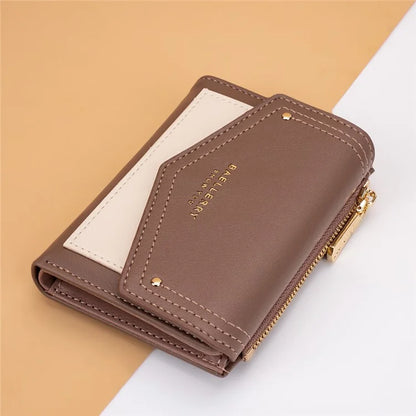 BAELLERRY N8326 Splicing Color Teen Girls Wallet PU Leather Card Storage Holder Pouch