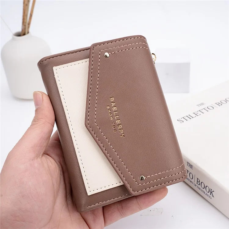 BAELLERRY N8326 Splicing Color Teen Girls Wallet PU Leather Card Storage Holder Pouch