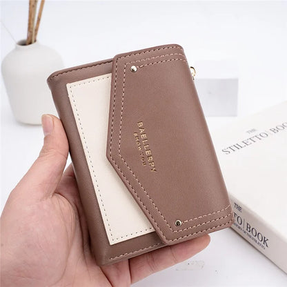 BAELLERRY N8326 Splicing Color Teen Girls Wallet PU Leather Card Storage Holder Pouch