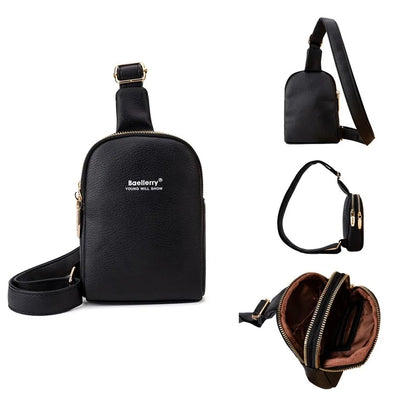 BAELLERRY N8916 Women's PU Leather Chest Bag Crossbody Bag Phone Pouch Purse