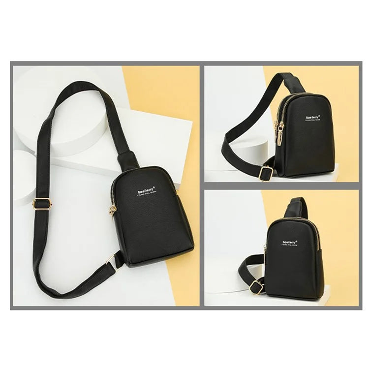 BAELLERRY N8916 Women's PU Leather Chest Bag Crossbody Bag Phone Pouch Purse