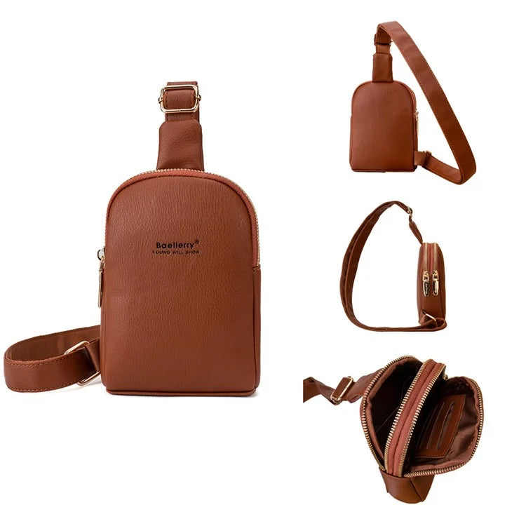 BAELLERRY N8916 Women's PU Leather Chest Bag Crossbody Bag Phone Pouch Purse