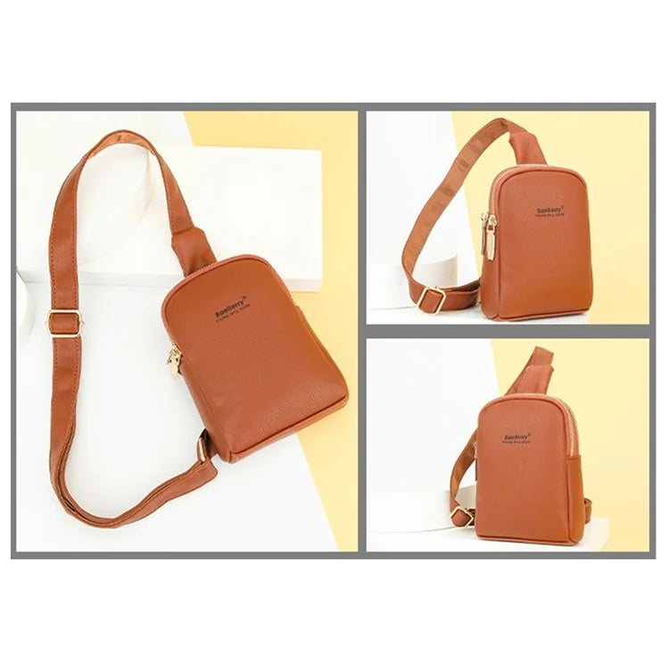 BAELLERRY N8916 Women's PU Leather Chest Bag Crossbody Bag Phone Pouch Purse