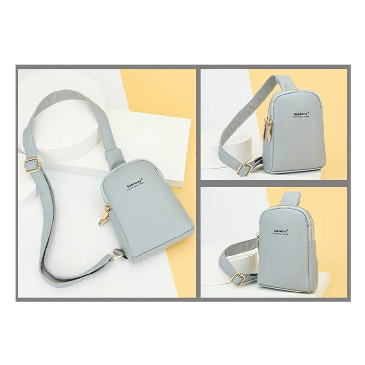 BAELLERRY N8916 Women's PU Leather Chest Bag Crossbody Bag Phone Pouch Purse