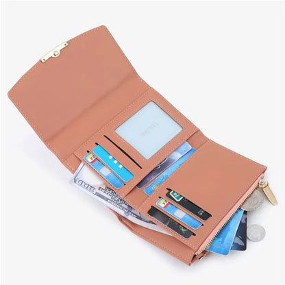 TAILIAN T6223-013 Faux Pearl Decor Women PU Leather Tri-fold Wallet Zipper Coin Purse