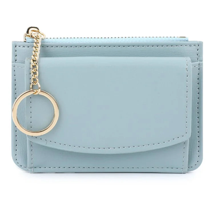 TAILIAN TB149-001 Small Wallet Zipper Card Holder Coin Changes Purse with Keychain