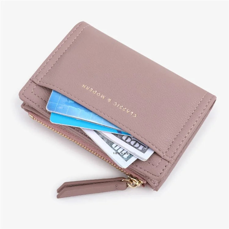 TAILIAN T2602-338 PU Leather Women Short Wallet Solid Color Folding Purse