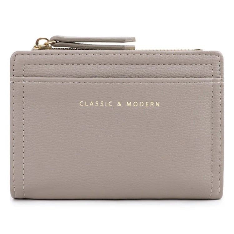 TAILIAN T2602-338 PU Leather Women Short Wallet Solid Color Folding Purse