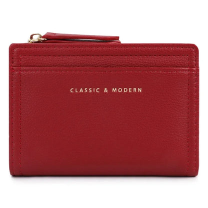 TAILIAN T2602-338 PU Leather Women Short Wallet Solid Color Folding Purse