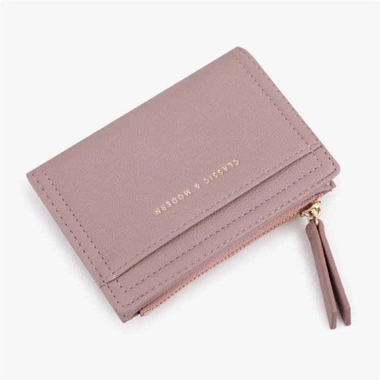 TAILIAN T2602-338 PU Leather Women Short Wallet Solid Color Folding Purse